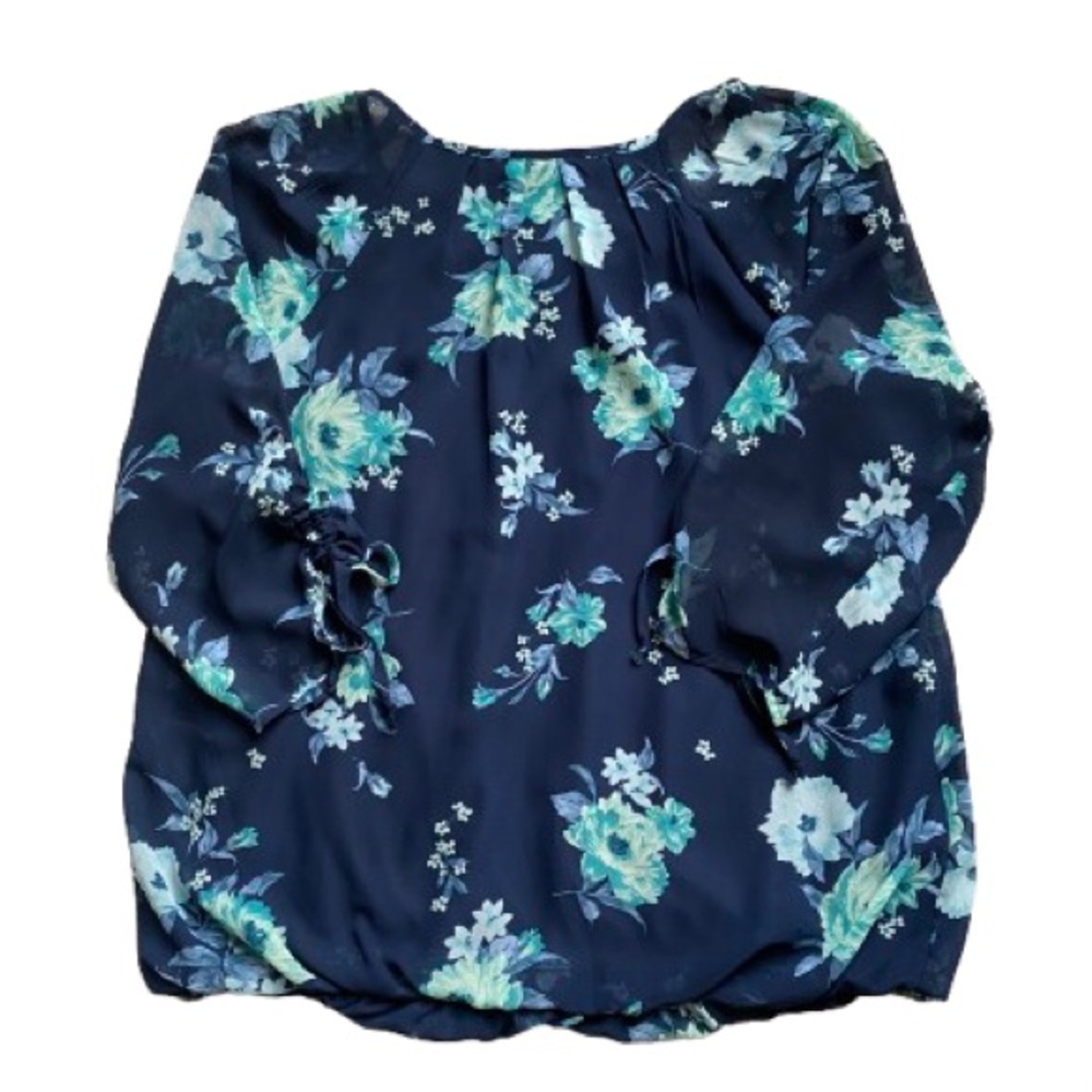 NWT Women’s Sara Michele Plus-Size Blue Floral Blouse